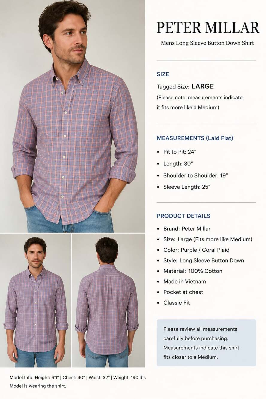 Peter Millar Men's Long Sleeve Classic Fit Check Button Down Shirt